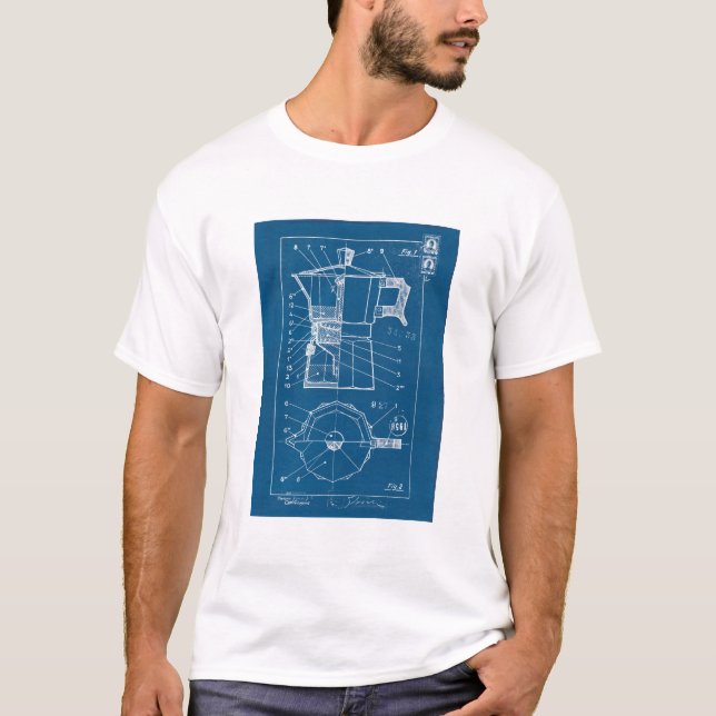 Camiseta plano blueprint cafetiere moka bialetti (Frente)