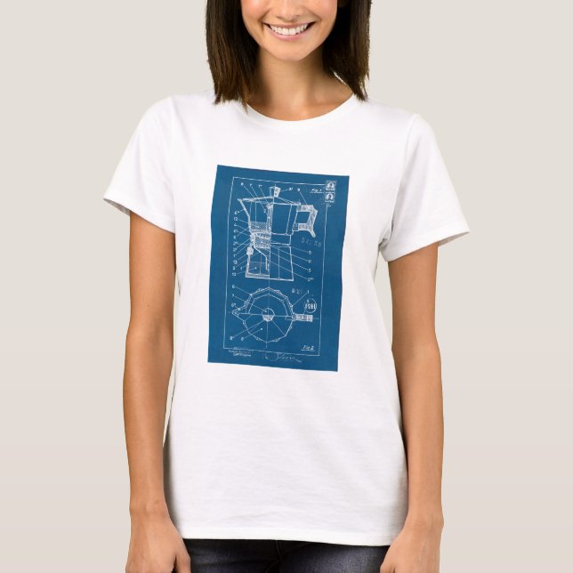 Camiseta plano blueprint cafetiere moka bialetti (Frente)