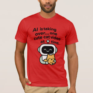 Camiseta Plano da IA: Gato de Vídeo Bonito