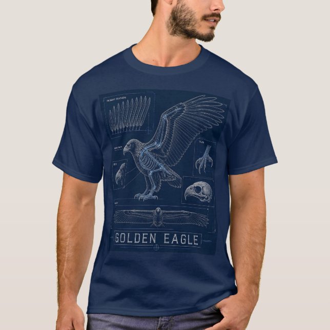 Camiseta Plano de Anatomia de Águia Dourada (Frente)