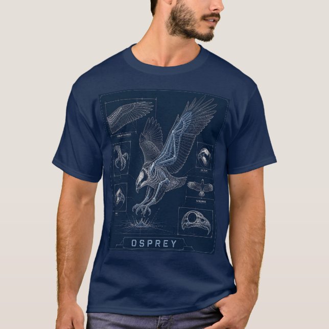 Camiseta Plano de Anatomia de Águia-Pescadora (Frente)