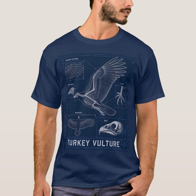 Camiseta Plano de Anatomia de Urubu-de-cabeça-vermelha (Frente)