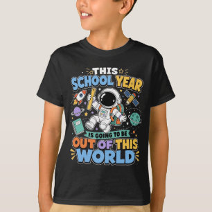 Camiseta Plano de Astronauta Espacial de Volta às Aulas Pla