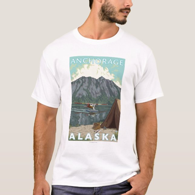 Camiseta Plano de Bush & pesca - Anchorage, Alaska (Frente)