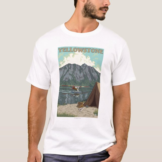 Camiseta Plano de Bush & pesca - nacional de Yellowstone (Frente)