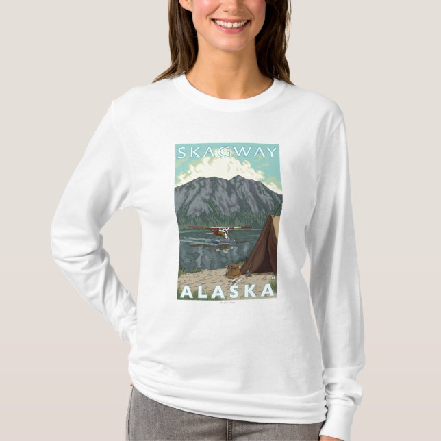 Camiseta Plano de Bush & pesca - Skagway, Alaska (Frente)
