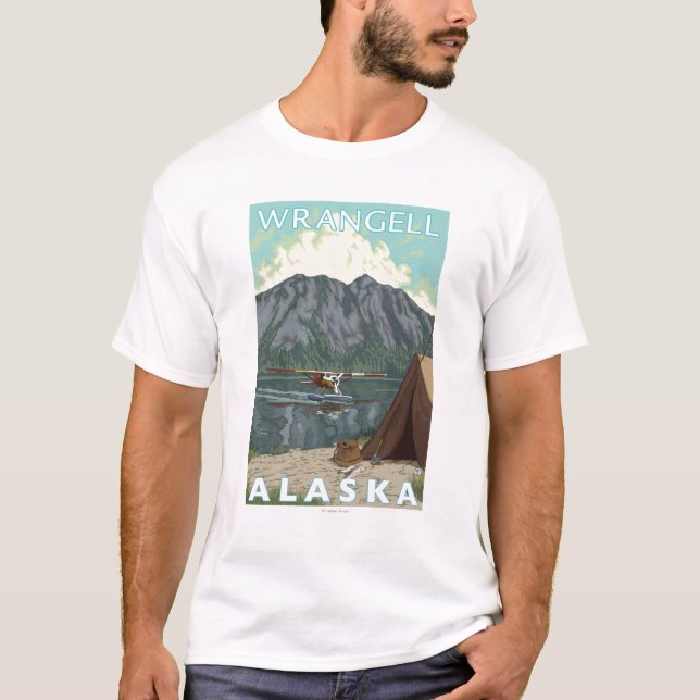 Camiseta Plano de Bush & pesca - Wrangell, Alaska (Frente)