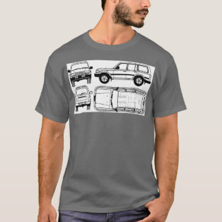 Camiseta Plano de Dimensões do Cruizador Terrestre FJ80