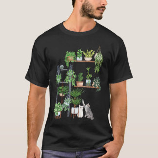 Camiseta Plano de Gato Ca Gato Mãe Planta