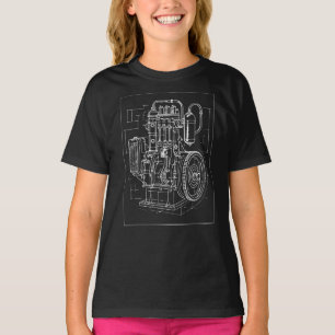Camiseta Plano de Motor Industrial Retrô