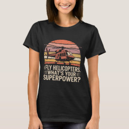 Camiseta Plano de Piloto de Helicóptero Arte de Linha – Esc
