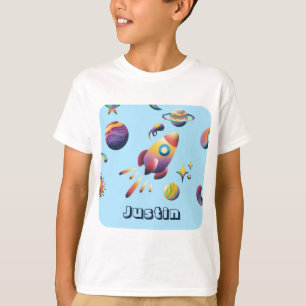 Camiseta Plano de Planetas Espaciais Coloridos Personalizad