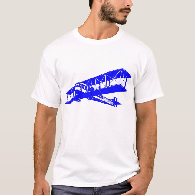 Camiseta Plano de Vintagem - Azul (Frente)