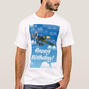 Camiseta Plano do vintage do feliz aniversario em um céu