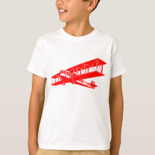 Camiseta Plano do vintage - vermelho