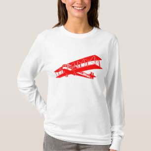 Camiseta Plano do vintage - vermelho