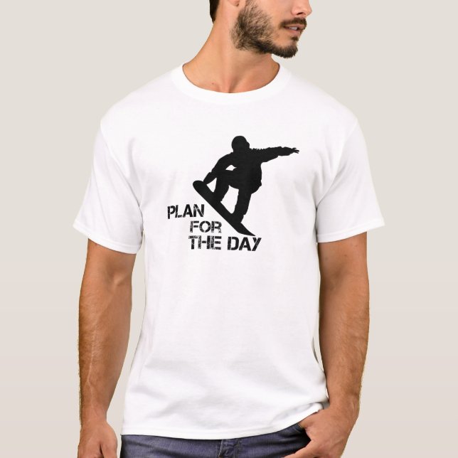 Camiseta Plano Para O Dia De Snowboard Funny Snowboard Man (Frente)