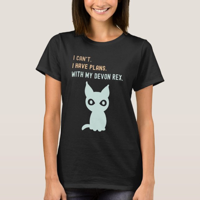 Camiseta Planos Com Meu Devon Rex - Amante de gatos (Frente)