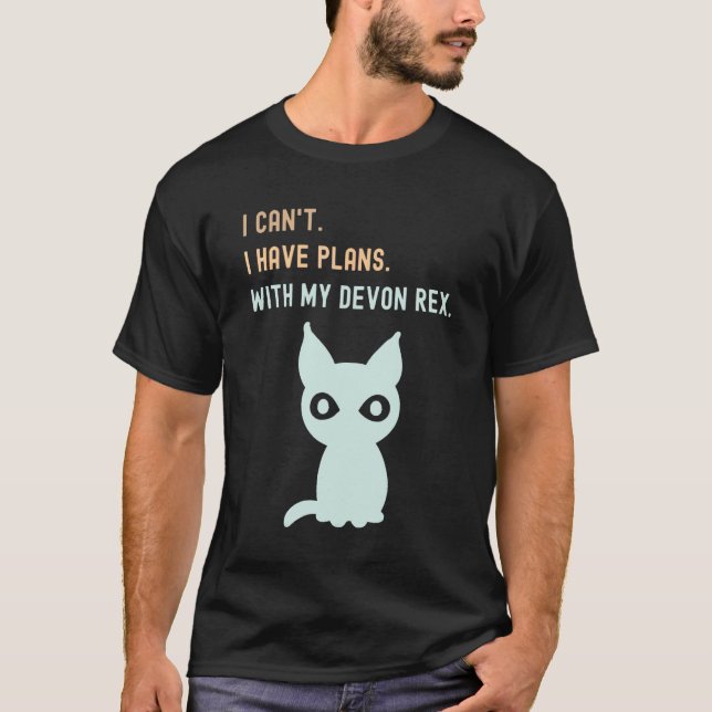 Camiseta Planos Com Meu Devon Rex - Amante de gatos (Frente)