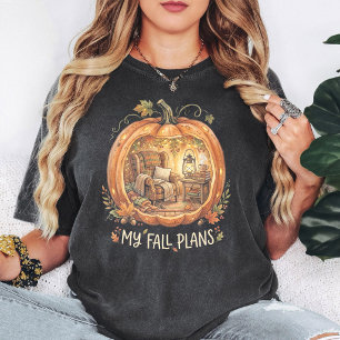 Camiseta Planos de Outono Aconchegantes de Abóbora na Poltr
