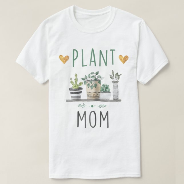 Camiseta Plant Mom Watercolor Boho Design (Frente do Design)