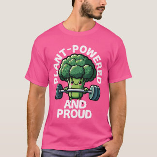 Camiseta Plant Powered and Proud Broccoli Lifting Weights v