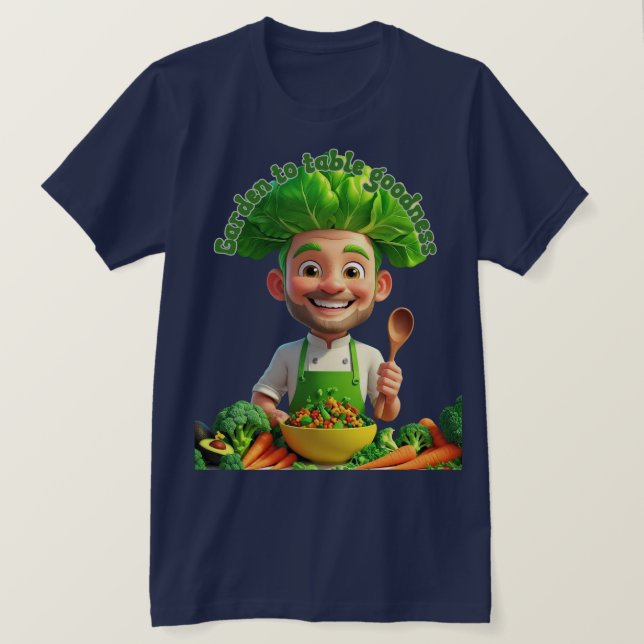 Camiseta Plant-Powered Chef – Cooking with Kindness (Frente do Design)