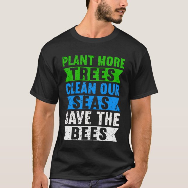 Camiseta Planta Árvore Mar Limpo Alterações Climáticas Teer (Frente)