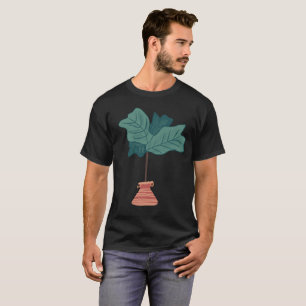 Camiseta Planta de Casa Folha de Árvore Rabeca Desenhada à 