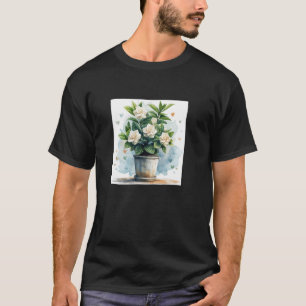 Camiseta Planta de Gardênia em Vaso Cottagecore Corações Gr