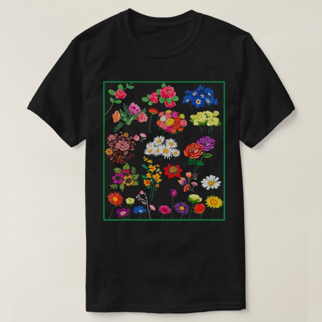 Camiseta Planta de Gráfico de Ilustração Botânica da Flor d (Frente do Design)