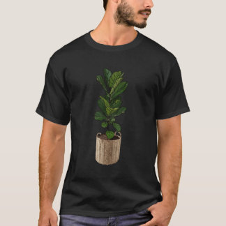 Camiseta Planta Diversão Mãe Fiddle Folha Fig Em Cesta De V
