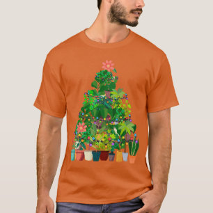 Camiseta Planta em vaso de jardinagem família Christmasree