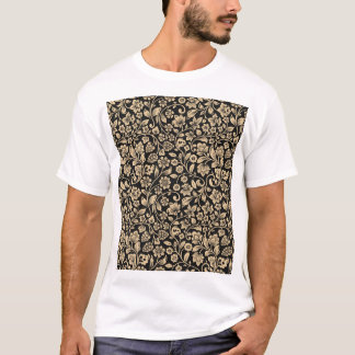 Camiseta Planta floral, estilizada, cinza