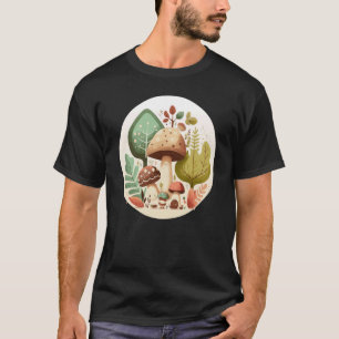Camiseta Planta Florestal Floral Botânica de Cogumelos de C