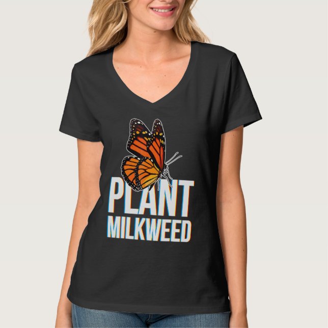 Camiseta Planta Milkweed Para Borboleta Monarca Do Lepidopt (Frente)