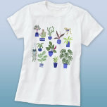 Camiseta Planta Potente<br><div class="desc">Perfeito para qualquer um com dedos ou polegares verdes,  este design apresenta um padrão familiar divertido,  com cactos coloridos,  suculentos e outras plantas em potes de plantas azuis marinhos e cobaltas. Ideal para qualquer jardineiro ou planta. Arte original de Nic Squirrell.</div>