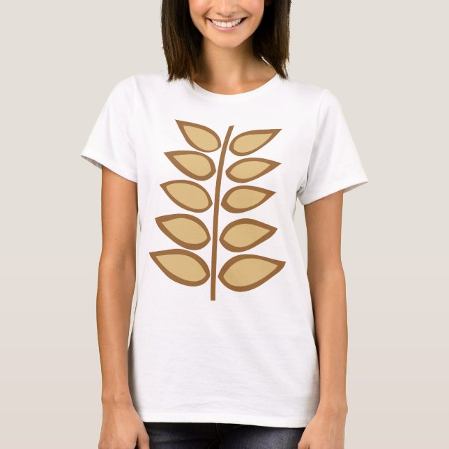 Camiseta Planta retrô - Sombras de castanho (Frente)