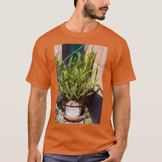 Camiseta Planta verde alta em pote de flores