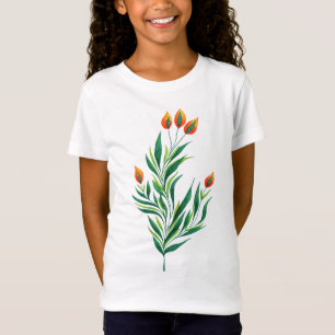 Camiseta Planta verde do primavera bonito com botões