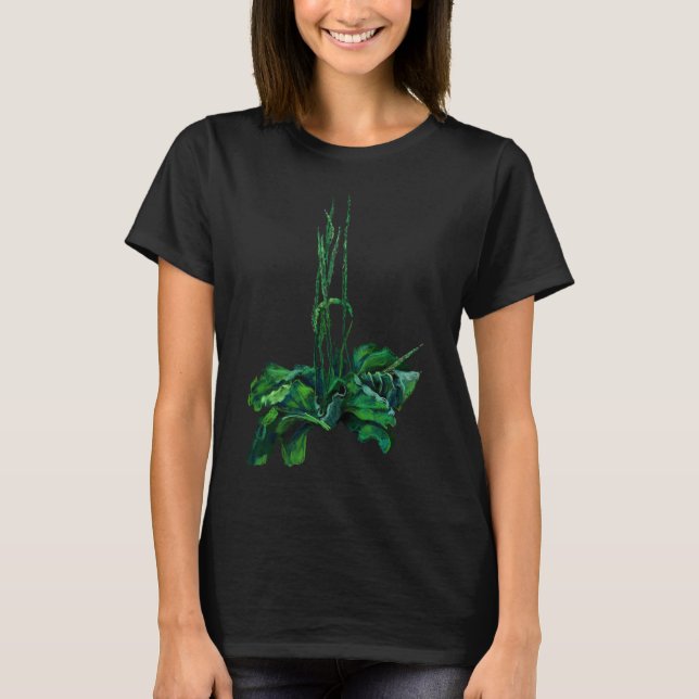 Camiseta Plantain Floral Art Summer Plant Wilflower Green (Frente)