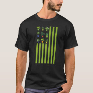 Camiseta Plantas Bandeira dos EUA 4 de Julho Jardineiro Jar