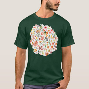 Camiseta Plantas Botânicas Coloridas Laranja
