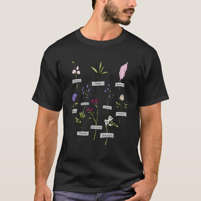 Camiseta Plantas Botânicas de Flores Inspiradas em Antiguid (Frente)