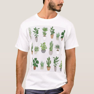 Camiseta Plantas caseiras, padrão de rabisco de vintage