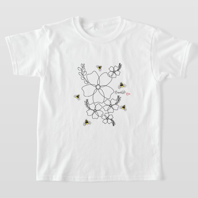 Camiseta Plantas coloridas e design de aquarela de abelha (Postura )