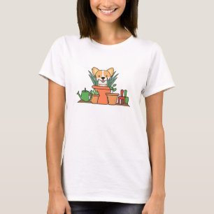 Camiseta Plantas Corgi Cães Cachorro Pote Cachorro Cachorro