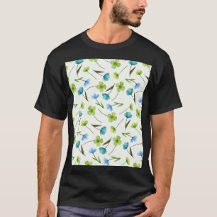 Camiseta Plantas De Aquarelas: Padrão Floral Sem Costura.