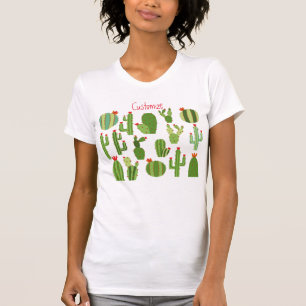 Camiseta Plantas De Cactus De Flor Vermelho-Cortadas Thunde