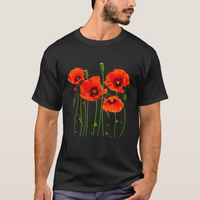 Camiseta Plantas De Jardinagem De Flores Vermelhos E Com Pa (Frente)